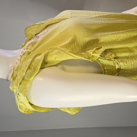Steve Madden Prairie Dreams Golden Lime Ruffled Mini Dress Size L - Picture 6 of 13